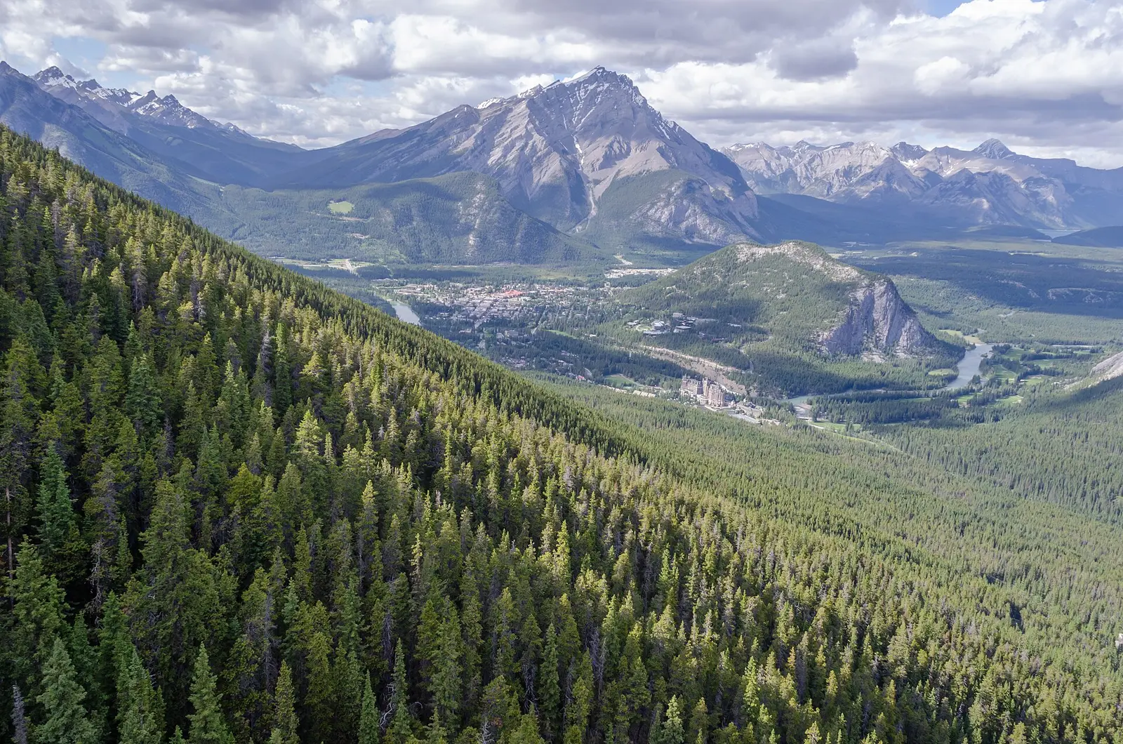 Banff townsite seen from the side of Sulphur Mountain